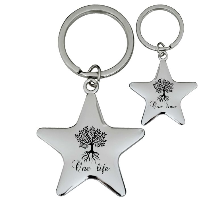 Porte clés personnalisé métal gravé double face étoile