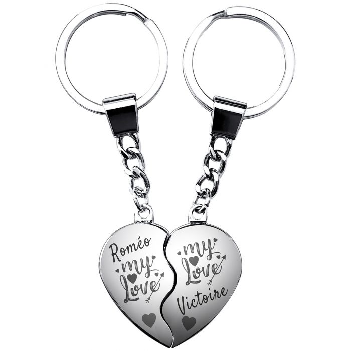 Porte-clés gravé coeur valentin