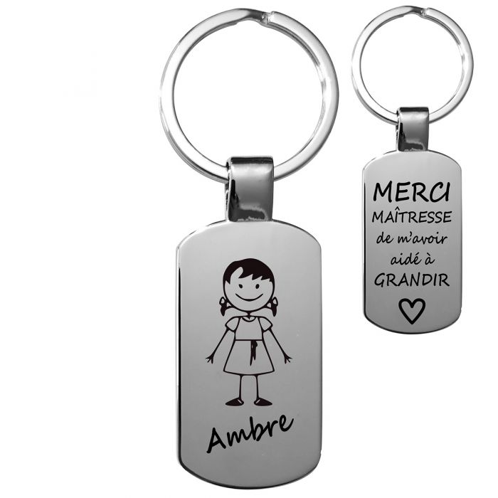 Porte-clés personnalisé acier rectangulaire