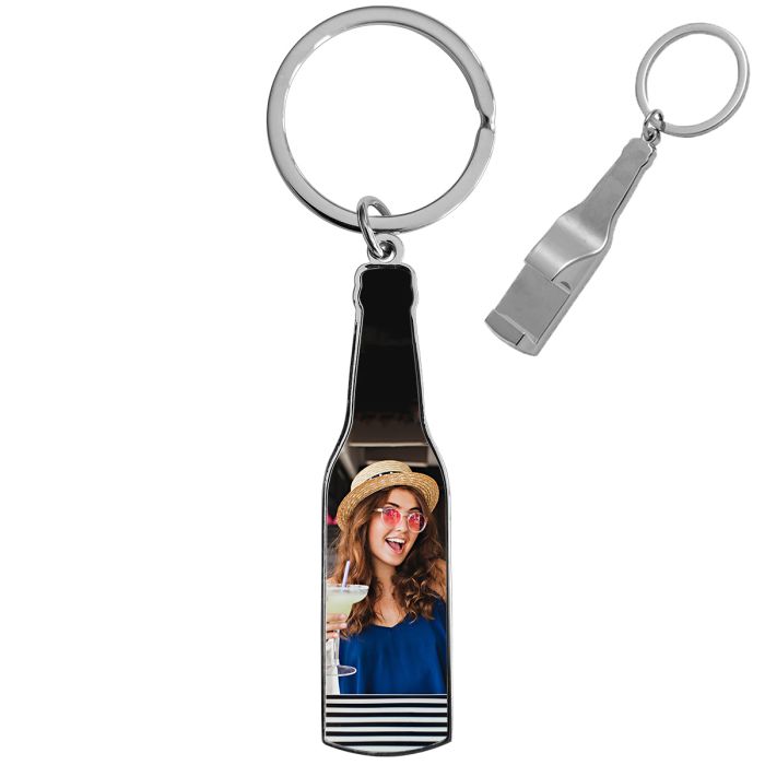 Porte-clés décapsuleur bouteille - Personnalisation photo