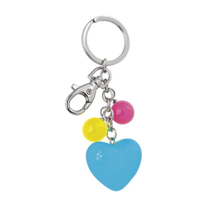 Porte-clé cœur acrylique et perles colorées