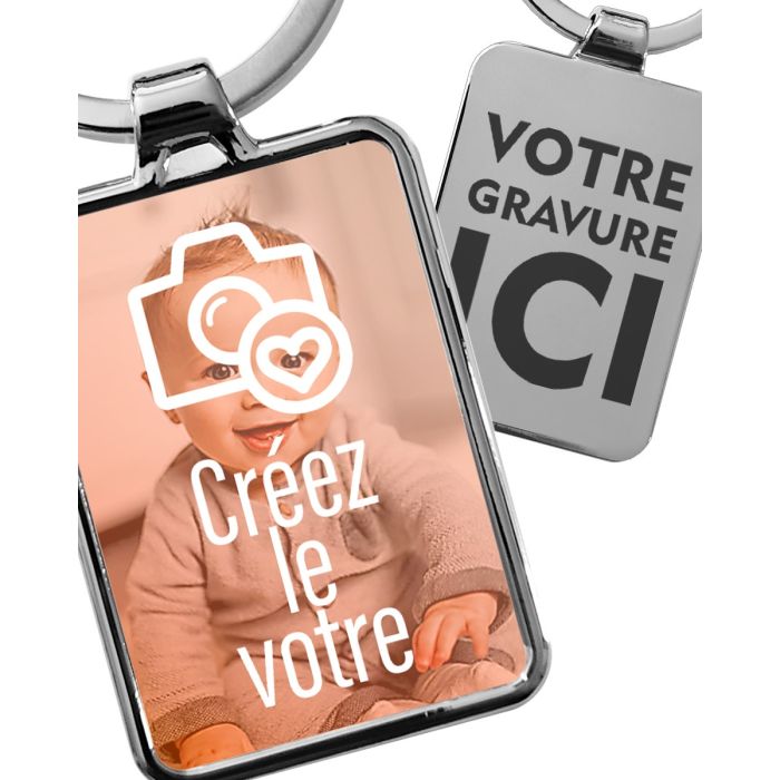 Porte-clés personnalisé gravé recto verso - 10,90€ Cadeau gravure
