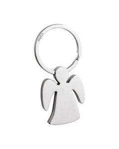 Porte-clé ange gardien en métal poli