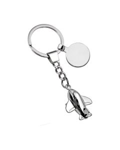 Porte-clé avion en métal chromé