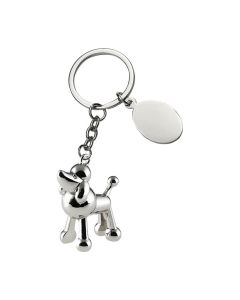 Porte-clé caniche en métal chromé