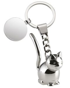 Porte-clé chat 3D en métal