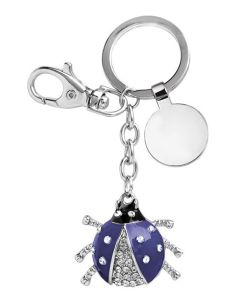 Porte-Clé Coccinelle Strass avec Jeton Caddie bleu