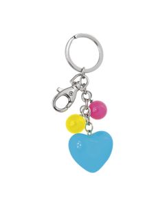 Porte-clé cœur acrylique et perles colorées