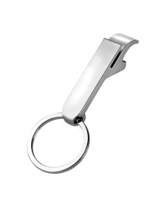 Porte-clé décapsuleur en métal chromé