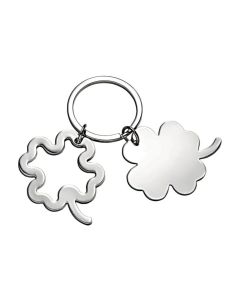 Porte-clé double trèfle à 4 feuilles