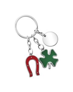 Porte-clé fer à cheval et trèfle porte-bonheur