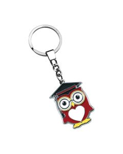 Porte-clé hibou émaillé au chapeau de diplômé
