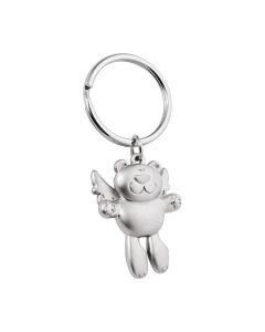 Porte-clé ourson ange en métal satiné