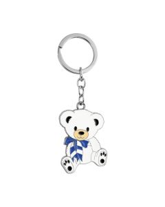 Porte-clé ourson blanc au foulard bleu