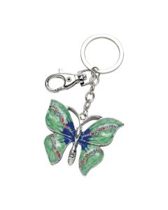 Porte-clé papillon vert à mousqueton