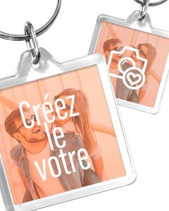 Porte-clé Personnalisé Cristal Carre 32 mm