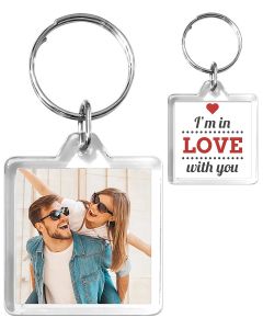 Porte-clé Personnalisé Cristal Carre 32 mm
