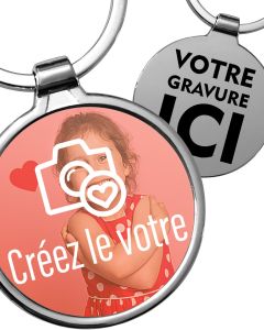 Porte-clés personnalisé photo et gravure rond