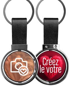 Porte clé photo rotatif rond