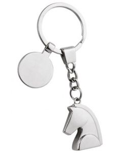 Porte-Clé Tête de Cheval Métal Brillant gris