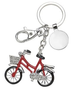 Porte-Cle vélo strass avec Jeton Caddie rouge