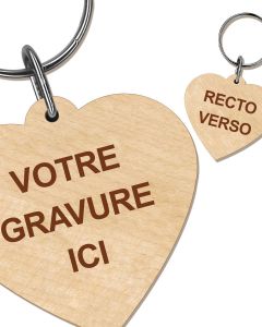 Porte clés cœur bois gravé