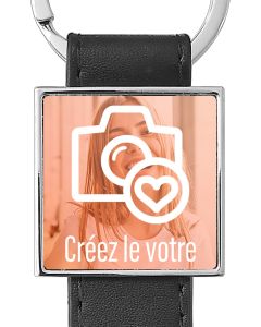 porte clés cuir métal carré