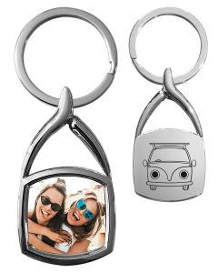 porte-clés en métal photo carré arrondi