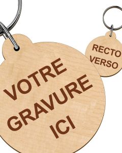 Porte clés bois gravé rond 50mm