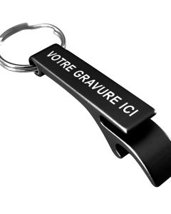 Porte-clés gravé métal décapsuleur noir