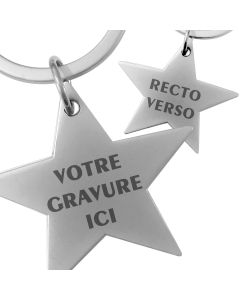 Porte clés personnalisé métal gravé double face étoile