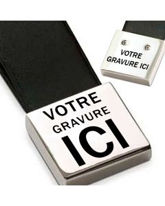Porte-clés gravé Simili cuir et métal carré