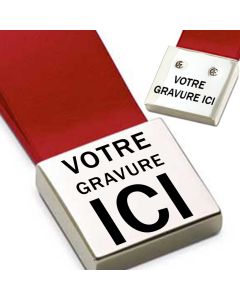 Porte-clés gravé Simili cuir et métal carré rouge