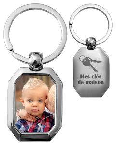 porte-clés métal  photo cadre octogone personnalise