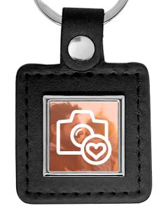 porte clés personnalisé carré cuir et métal