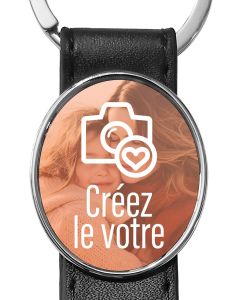 porte clés personnalisé cuir rond métal oval