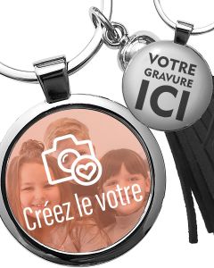Porte-clés photo bijou pompon noir