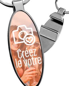 porte clés photo décapsuleur ovale personnalisé