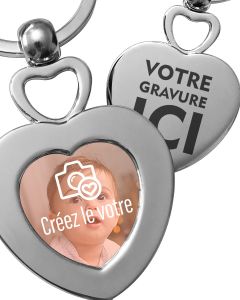 Porte-clés double cœur métal