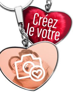 Porte-clés photo grand coeur recto verso