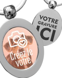 porte clés photo métal oval