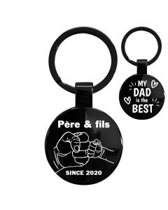 Porte-clés rond gravé noir