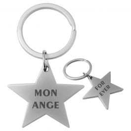 Porte Clés Personnalisé Métal Gravé Double Face étoile