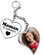 Porte clé photo double coeur