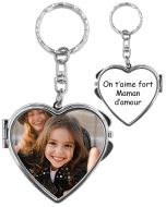 Porte-clés coeur miroir personnalisé - fête des maman