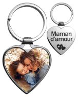 Porte-clés coeur personnalisé photo et gravure