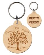 porte-cles grave bois rond 50mm
