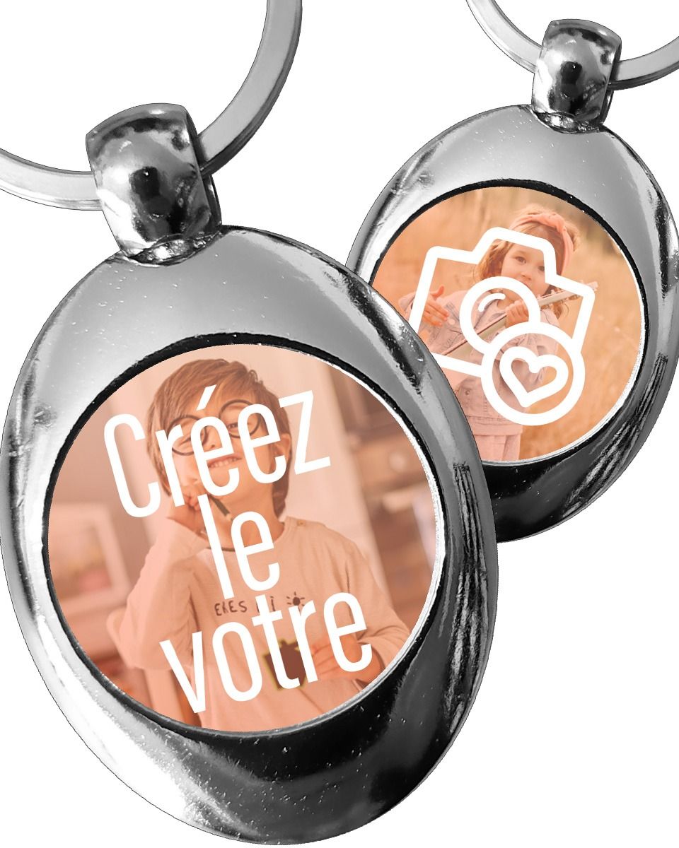 Porte cles clé clefs rond imprime double face cocarde ance