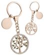 Porte-clé arbre de vie strass métal rose