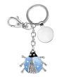 Porte-Clé Coccinelle Strass avec Jeton Caddie bleu clair